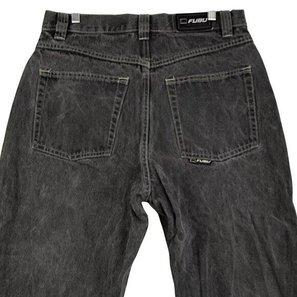 Fubu Jeans Men's Size 38 x 31 Y2K Relaxed Fit Stonewashed Black Denim Jeans - Picture 4 of 16